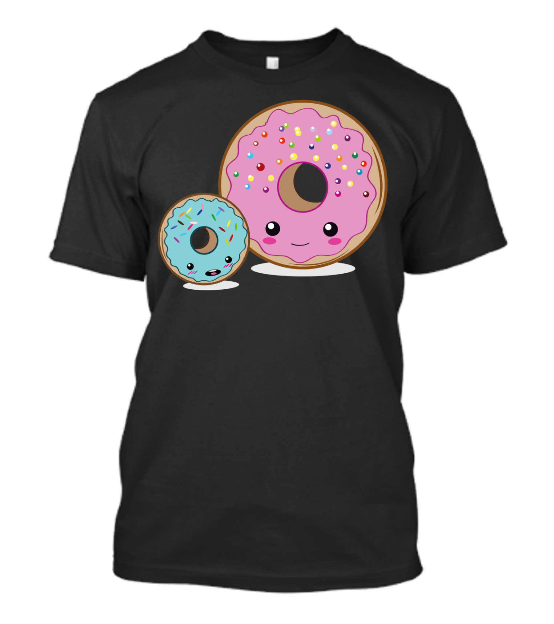 Donut Friends Cute Kawaii Sprinkles Pink Blue T-Shirt