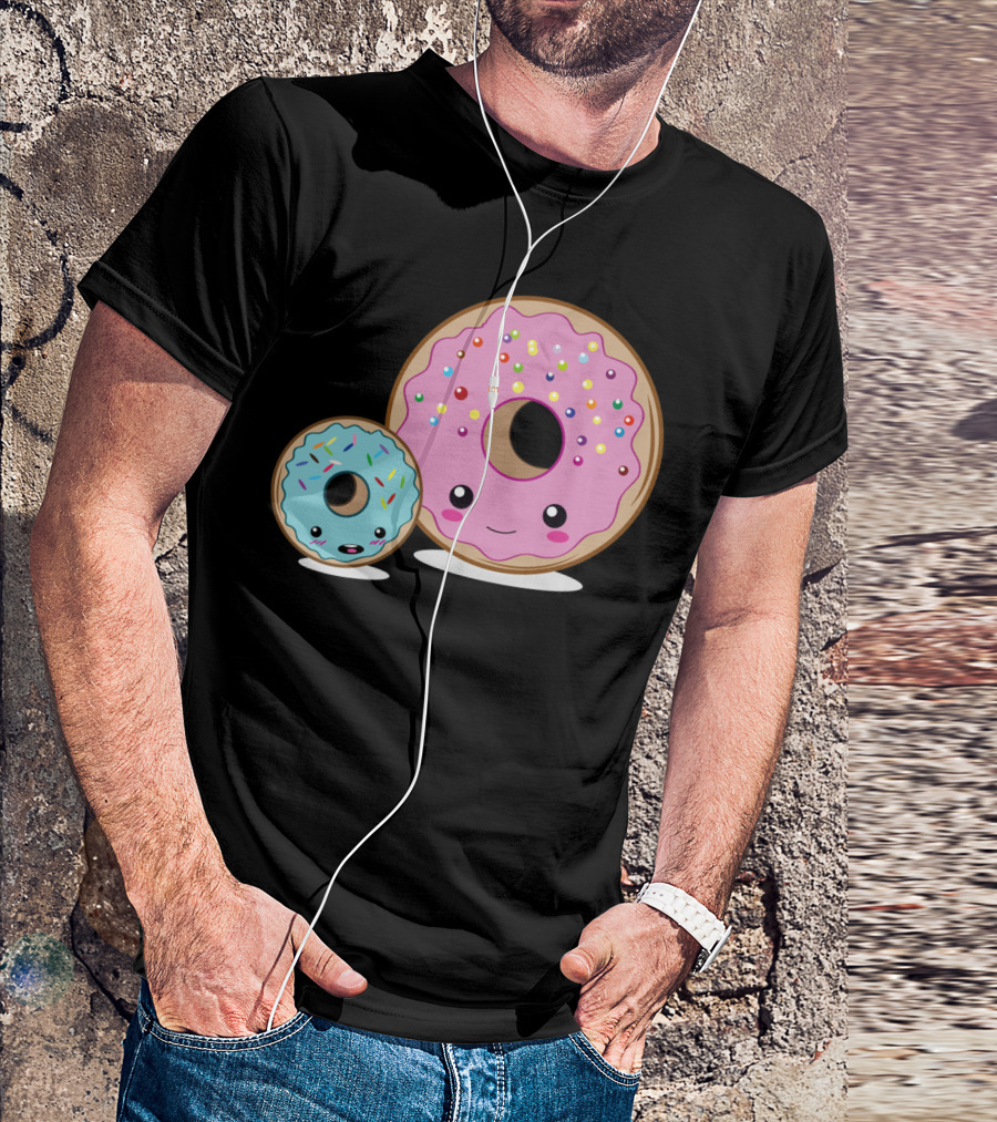 Donut Friends Cute Kawaii Sprinkles Pink Blue T-Shirt