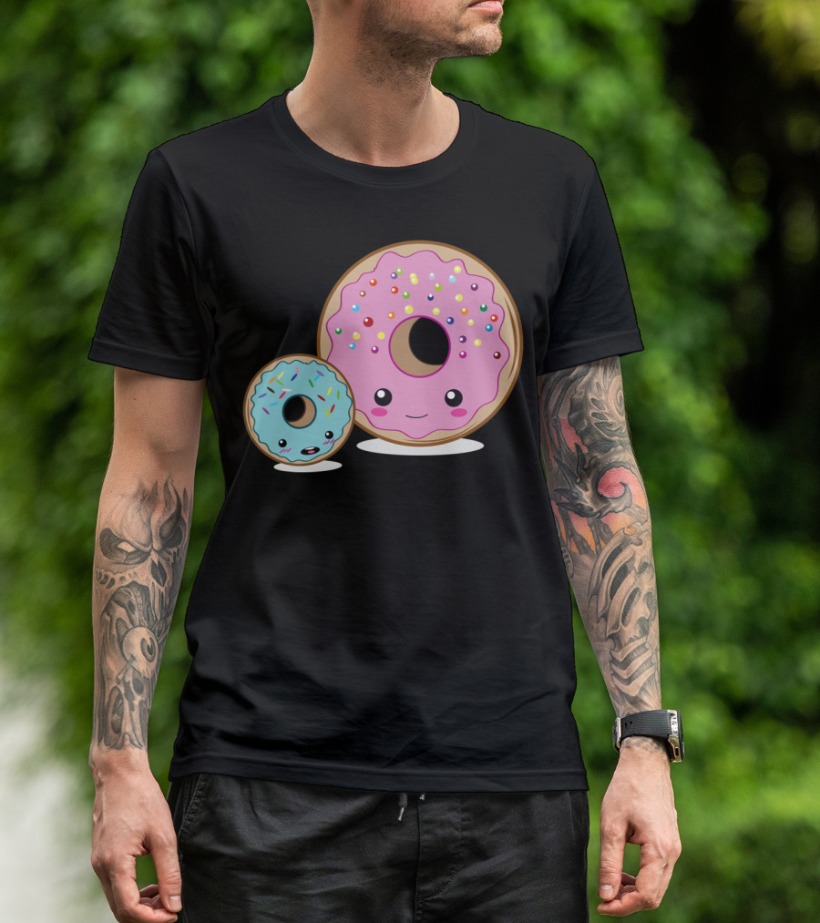 Donut Friends Cute Kawaii Sprinkles Pink Blue T-Shirt