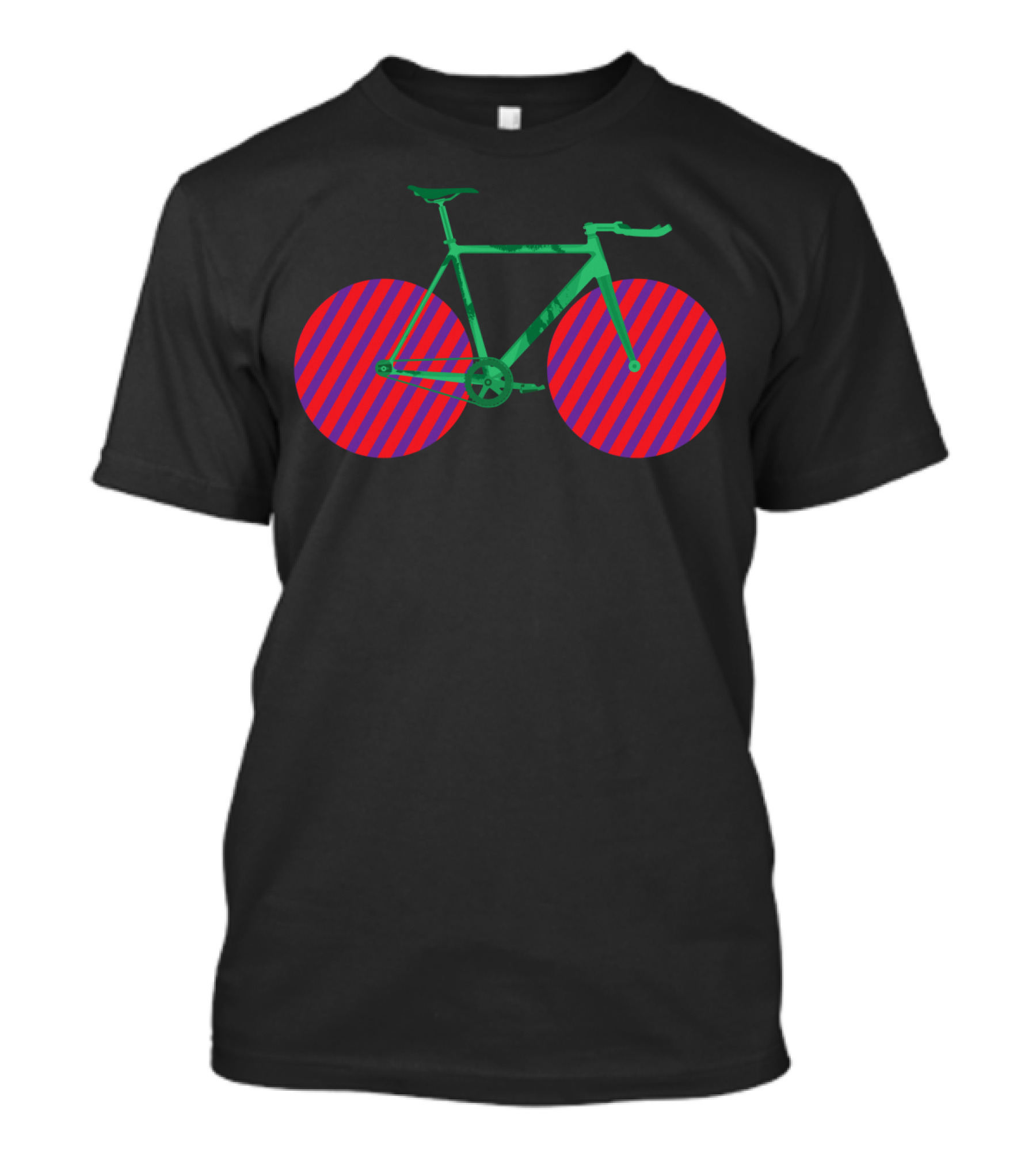 Funky Wheels Striped Red Purple Bicycle T-Shirt