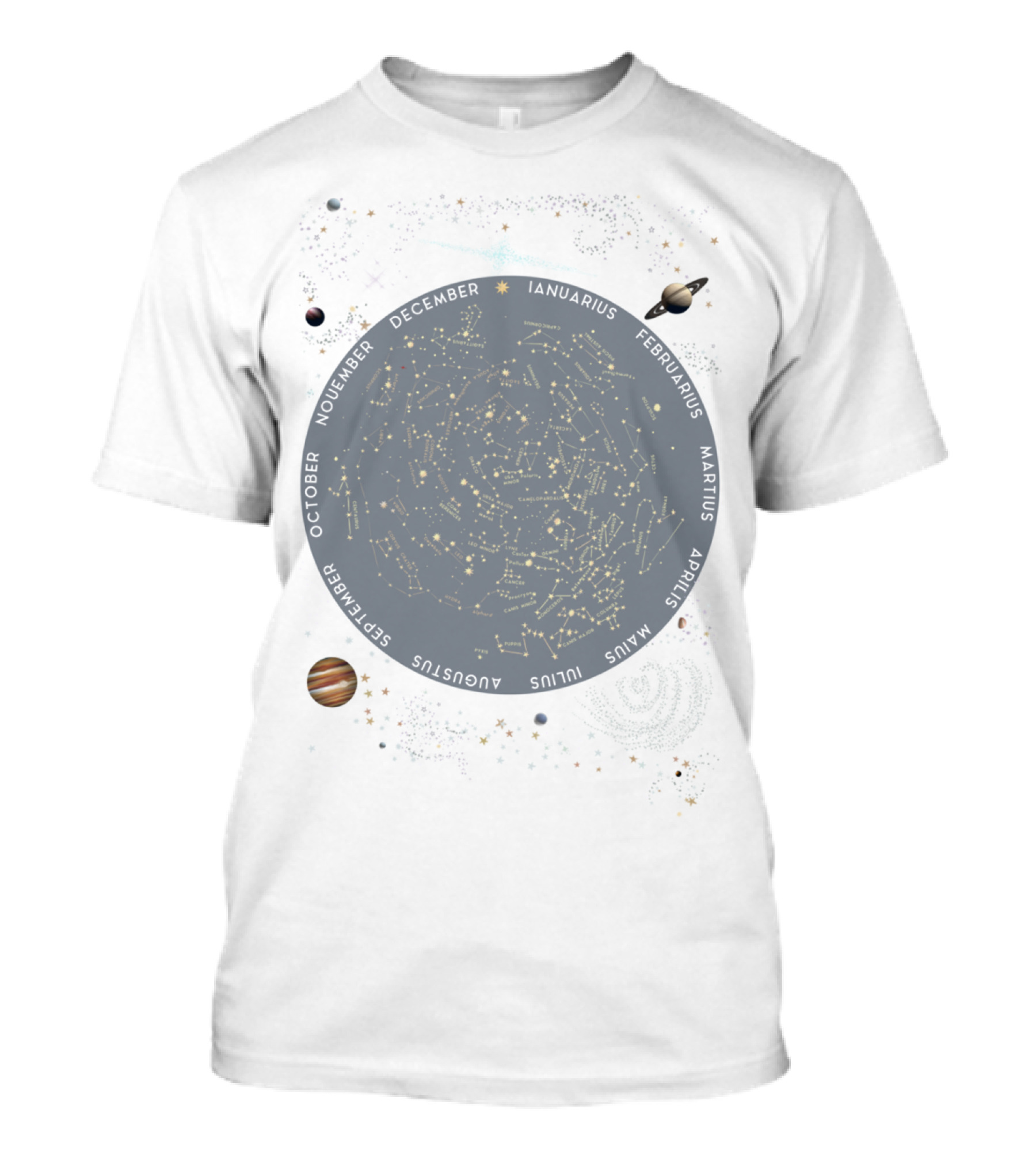 Come With Me To See The Stars Zodiac Constellations With Planets And Galaxies T-Shirt
