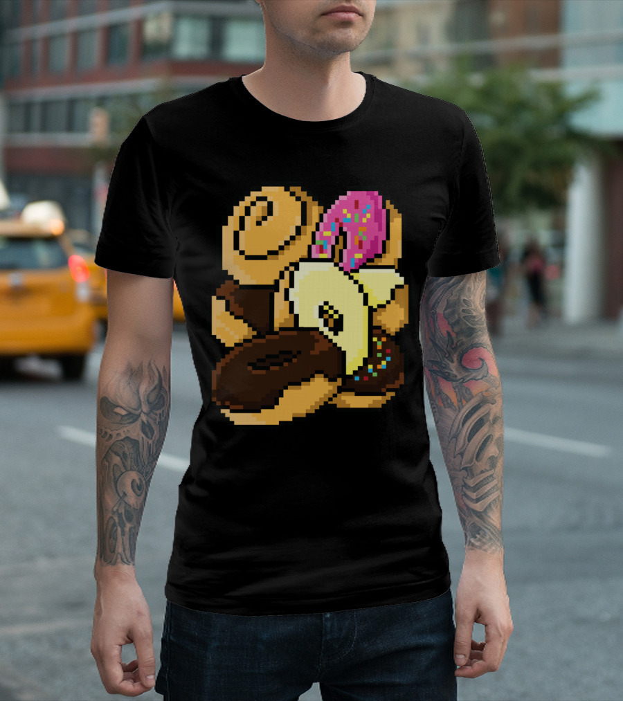 Pixelated Donut Assortment with Sprinkles and Swirls T-Shirt