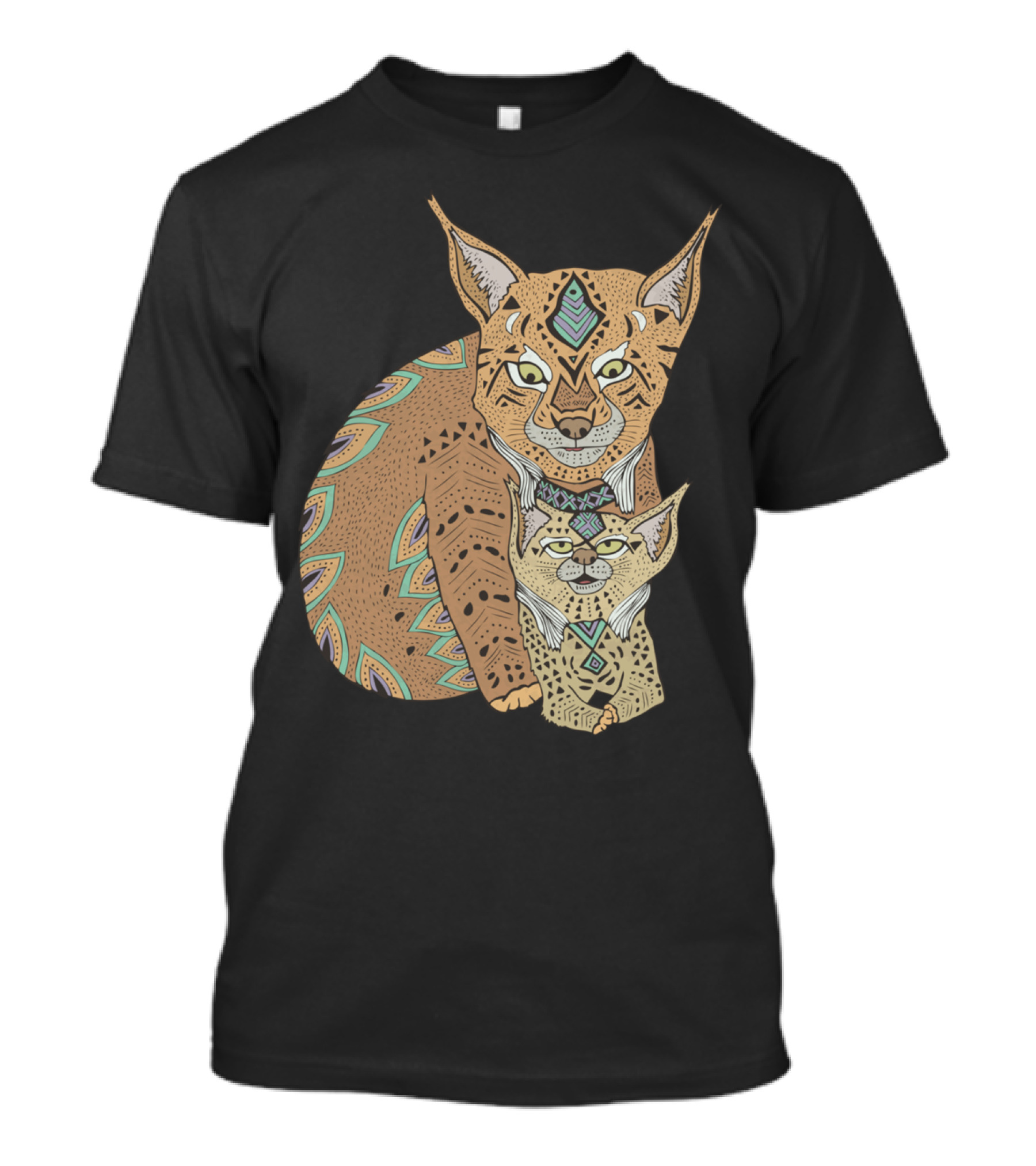 Wild Cats Love Colorful Geometric Lynx T-Shirt