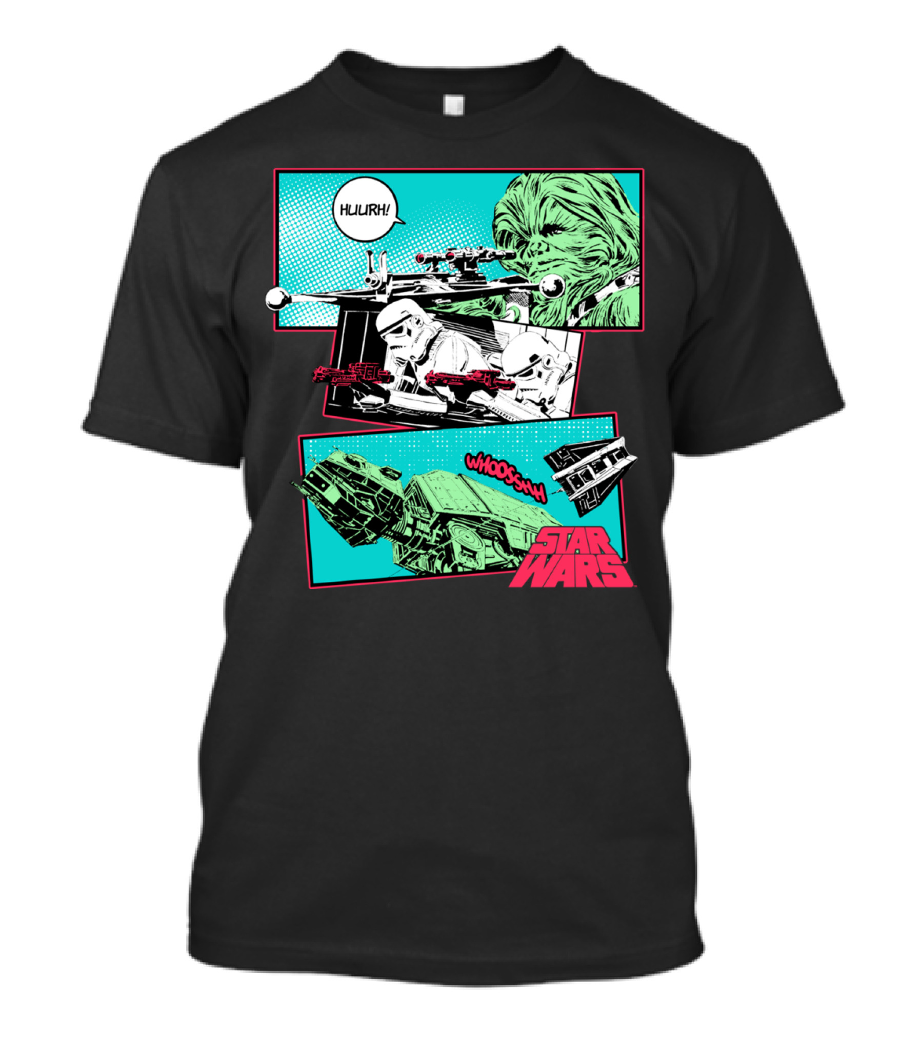 Star Wars Comic Scene Chewbacca Tie Fighter Stormtroopers Actions T-Shirt