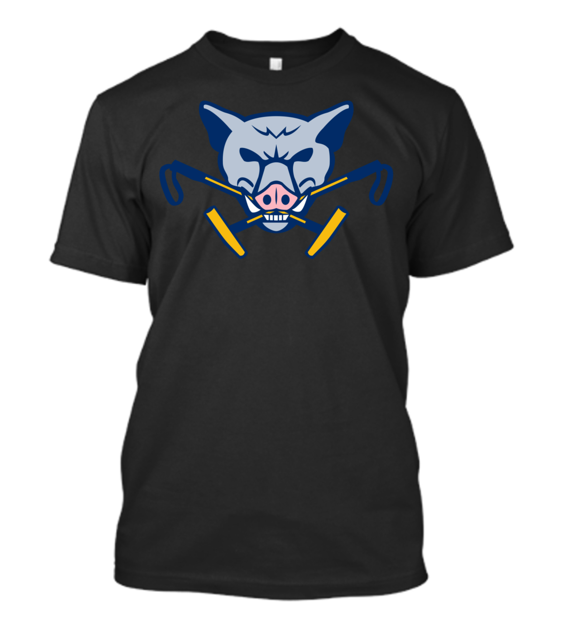 Wild Boar Face With Crossed Polo Mallets Iconic T-Shirt