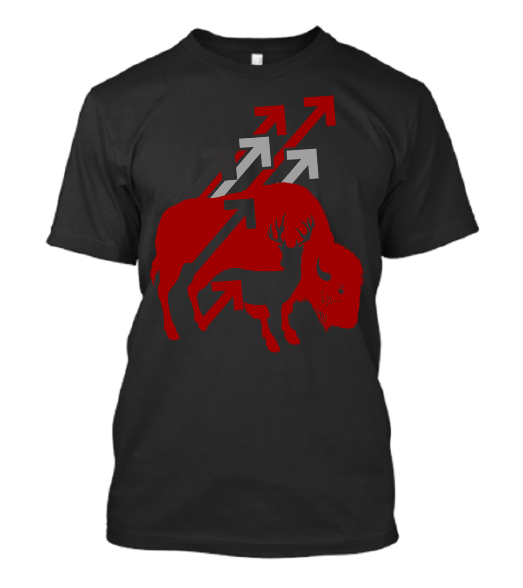 Wildlife Buffalo And Deer With Arrows T-Shirt