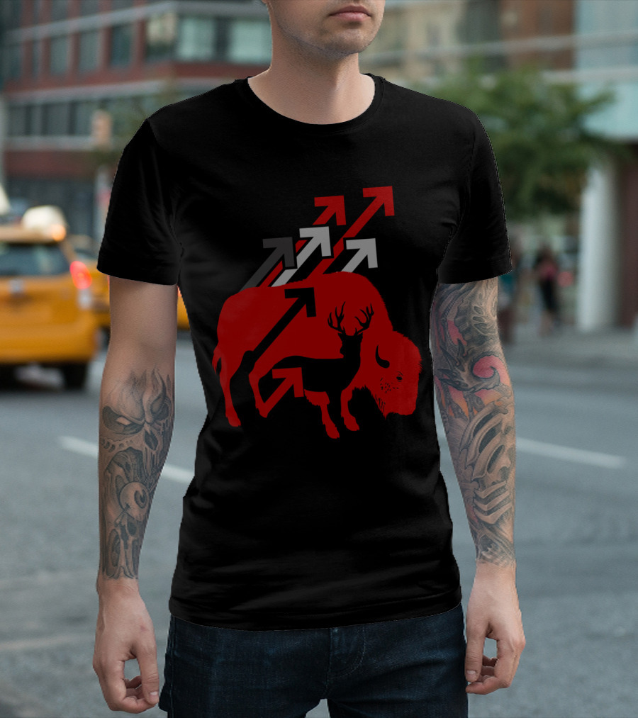 Wildlife Buffalo And Deer With Arrows T-Shirt