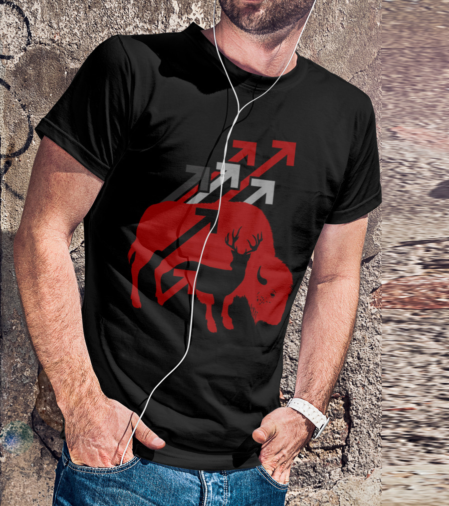 Wildlife Buffalo And Deer With Arrows T-Shirt
