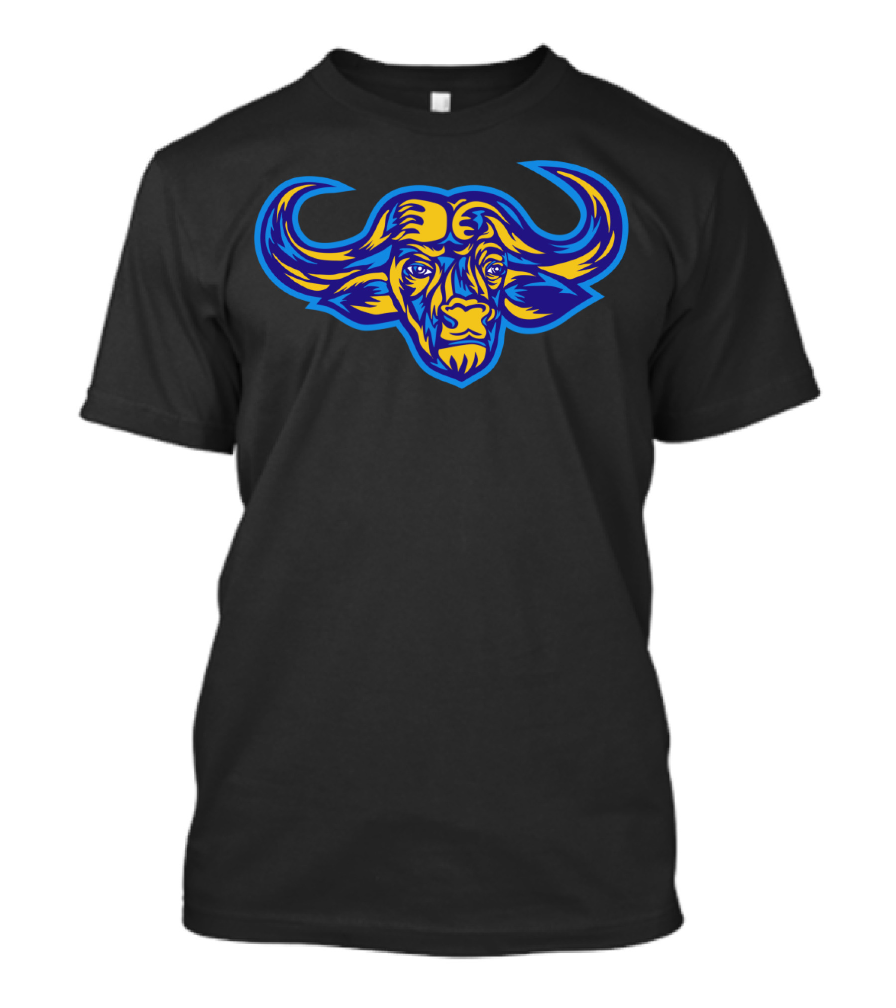 Cape Buffalo Head Blue Yellow T-Shirt