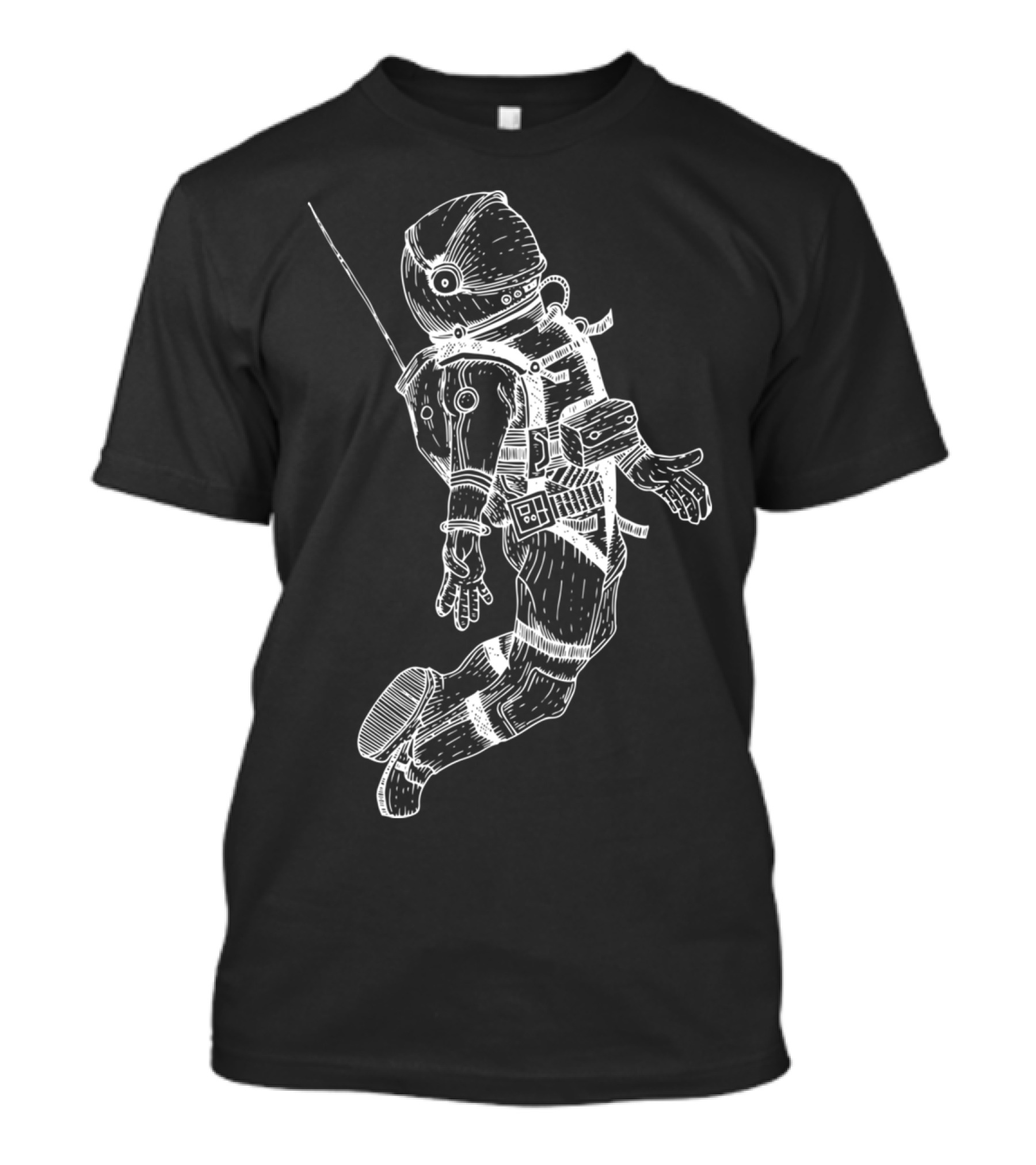 Gravity Astronaut Black And White Drawing T-Shirt