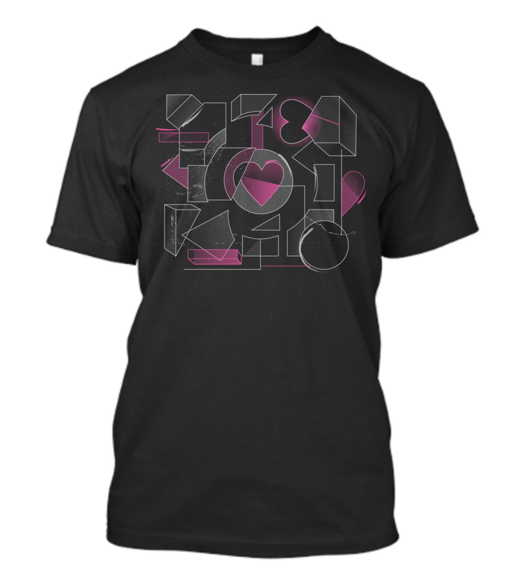 Portal Cube Heart Companion Geometric Cubism T-Shirt