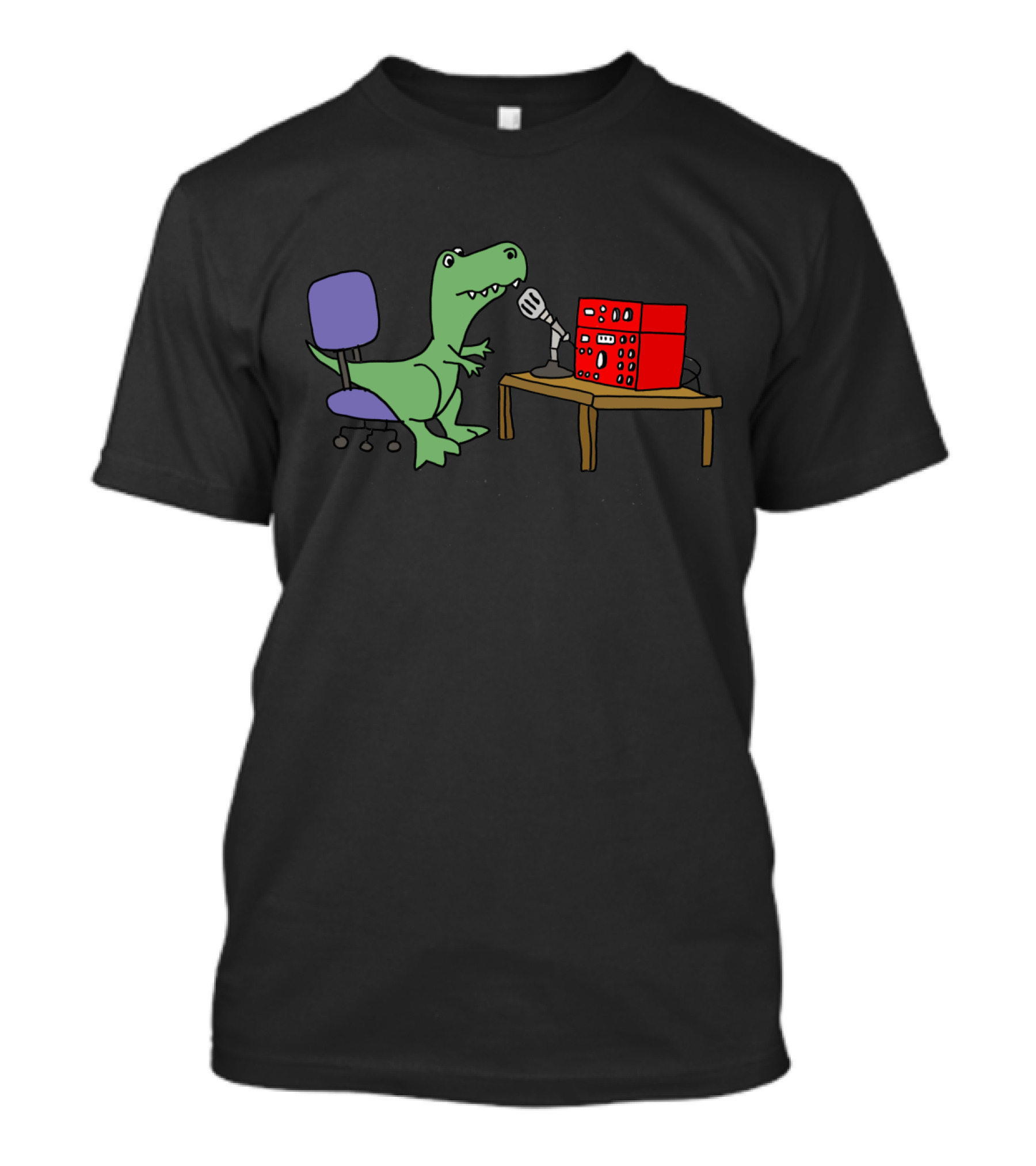 Funny Cute Rex Dinosaur Talking Ham Radio Broadcasting Scene T-Shirt