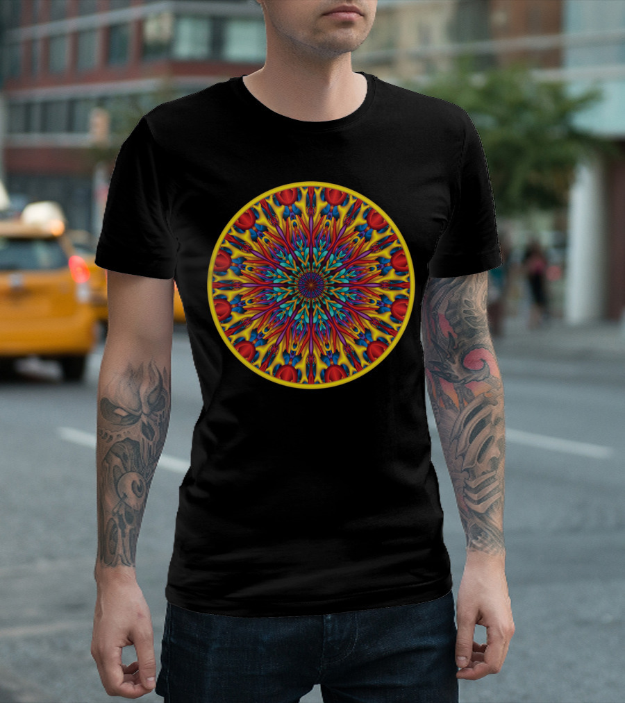 Amazing Multicolor 3D Mandala Burst T-Shirt