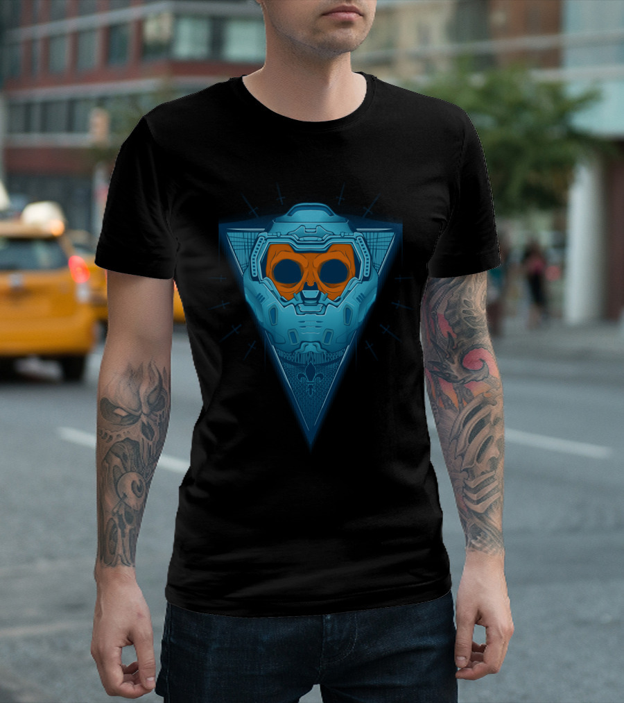 Doomed Space Warrior Helmet with Orange Skull T-Shirt