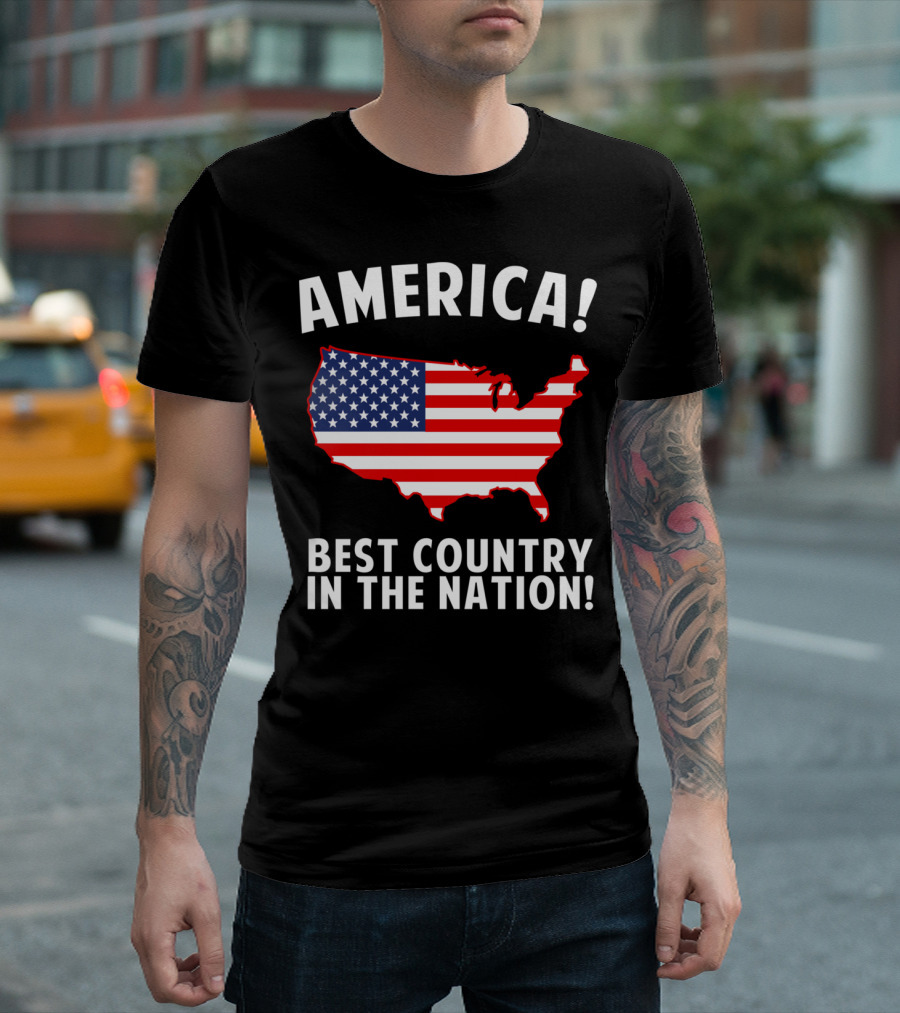 America Best Country In The Nation USA Flag Map T-Shirt