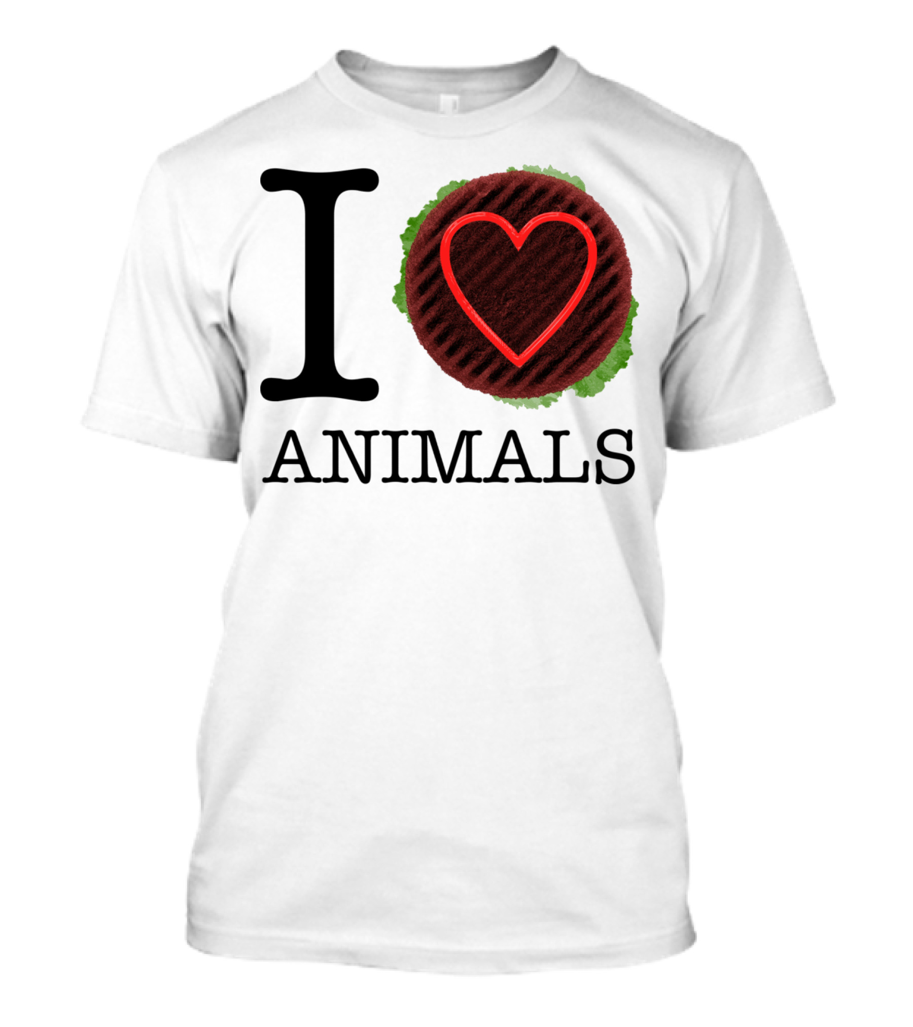 I Love Animals Burger Parody Meat Lover T-Shirt