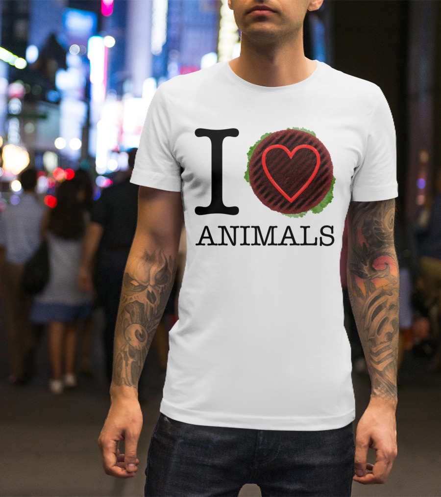 I Love Animals Burger Parody Meat Lover T-Shirt