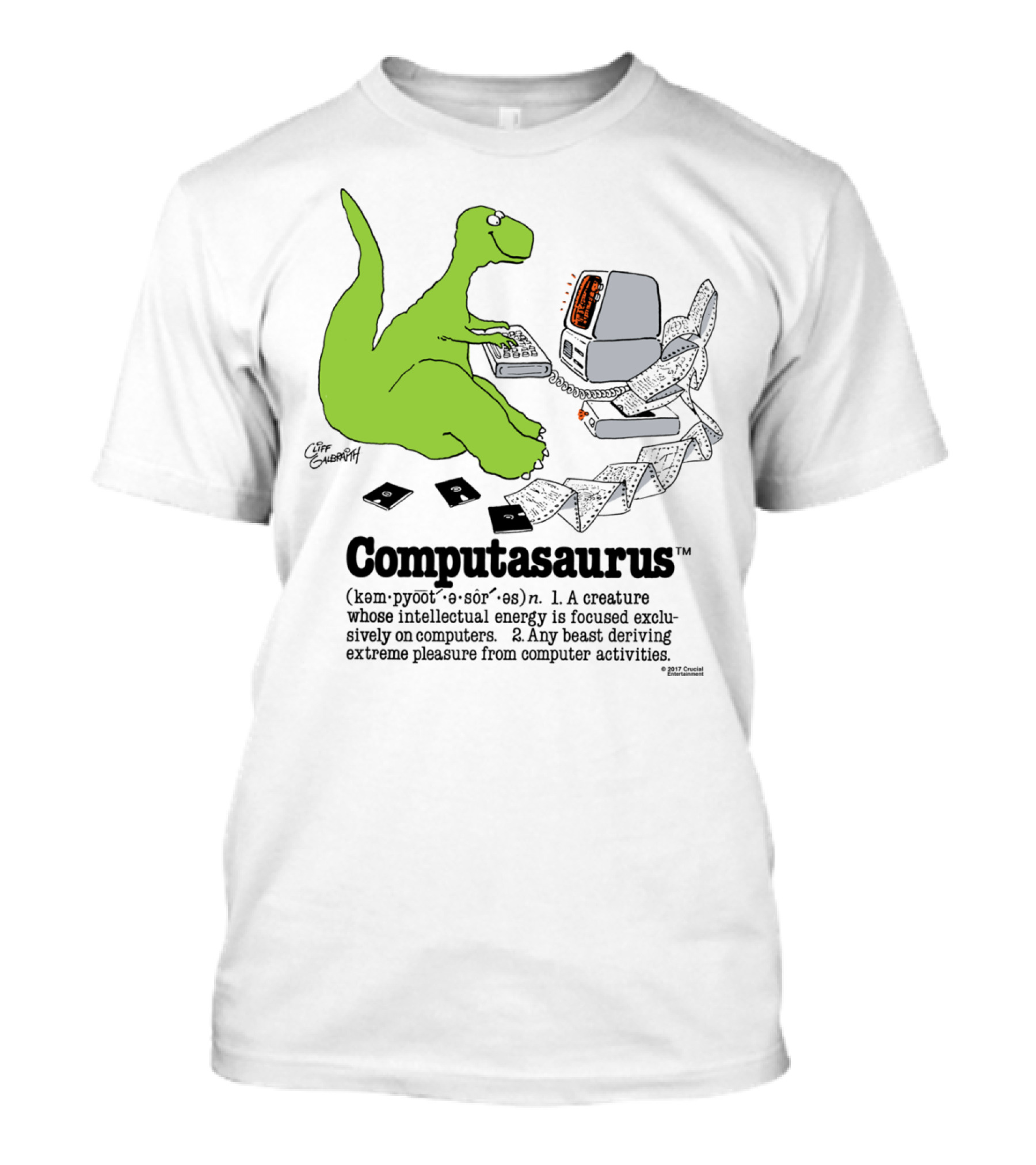 Computasaurus Dinosaur Enjoying Computer Activities Definition T-Shirt