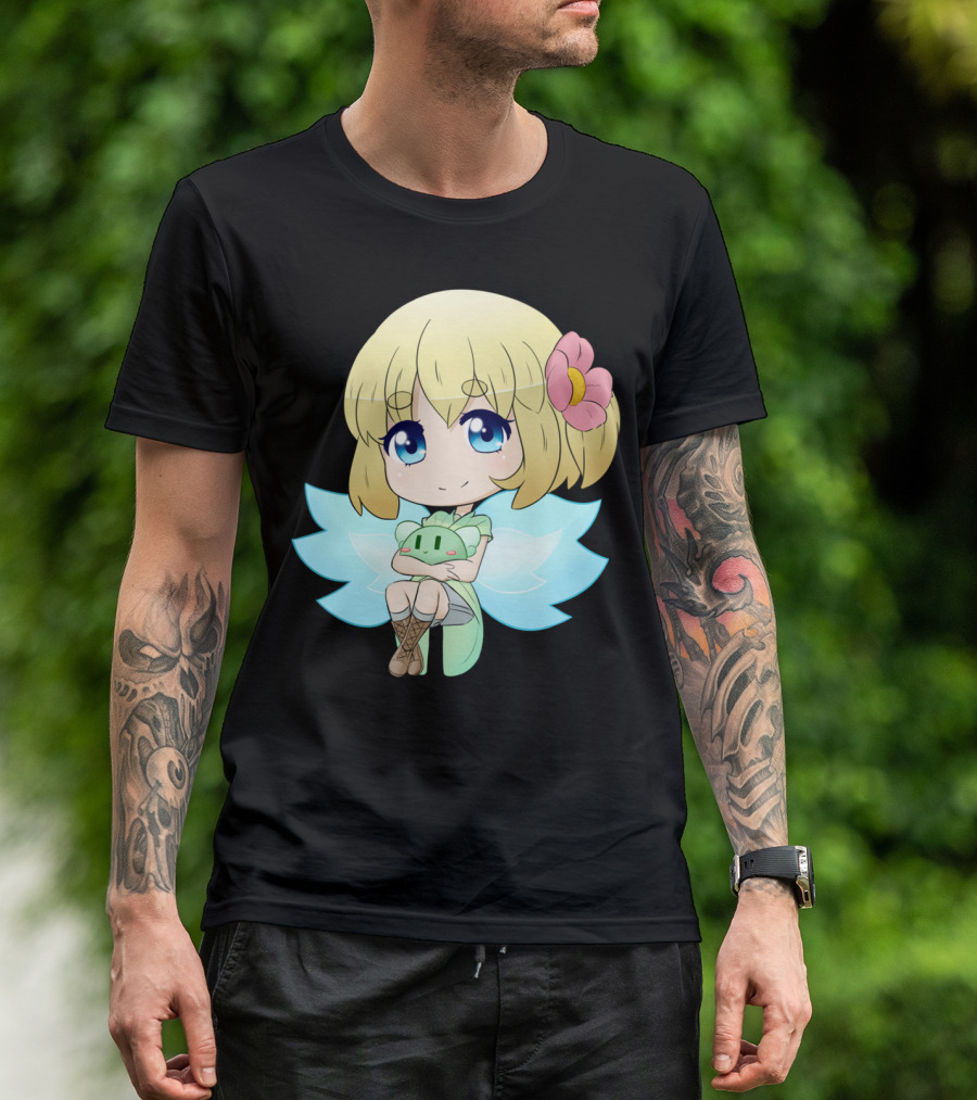 Stacey Chibi Blonde Girl With Flower And Wings Holding Plushie T-Shirt