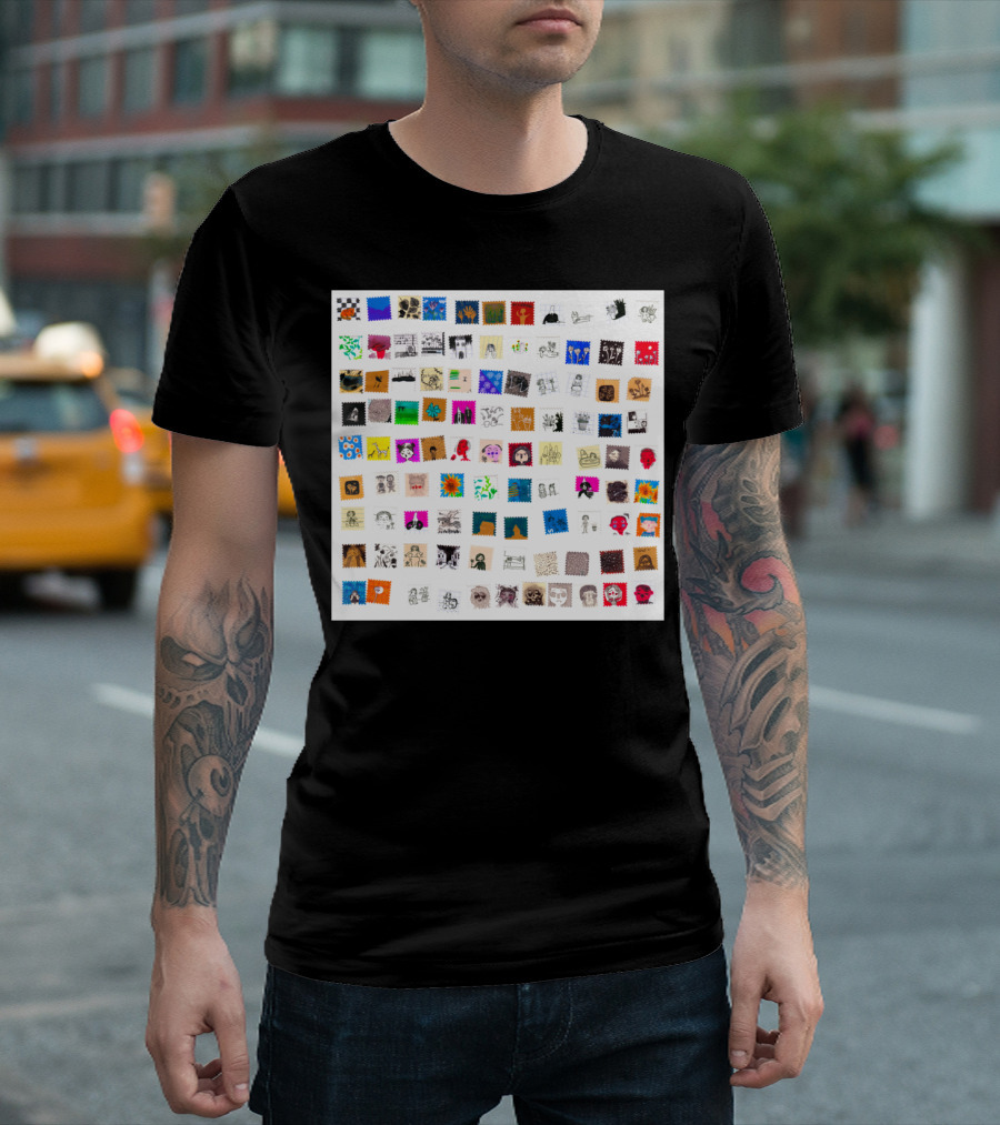 Stamp Collection Collage With Diverse Artistic Miniatures T-Shirt