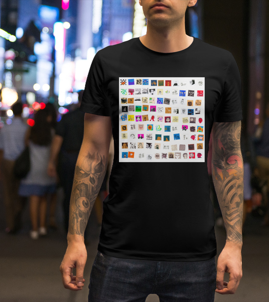 Stamp Collection Collage With Diverse Artistic Miniatures T-Shirt