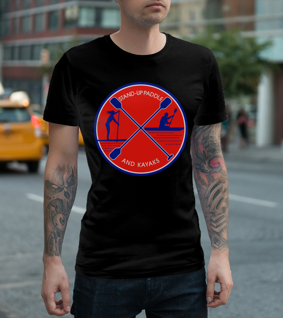 Stand Up Paddle And Kayaks Circle Emblem T-Shirt