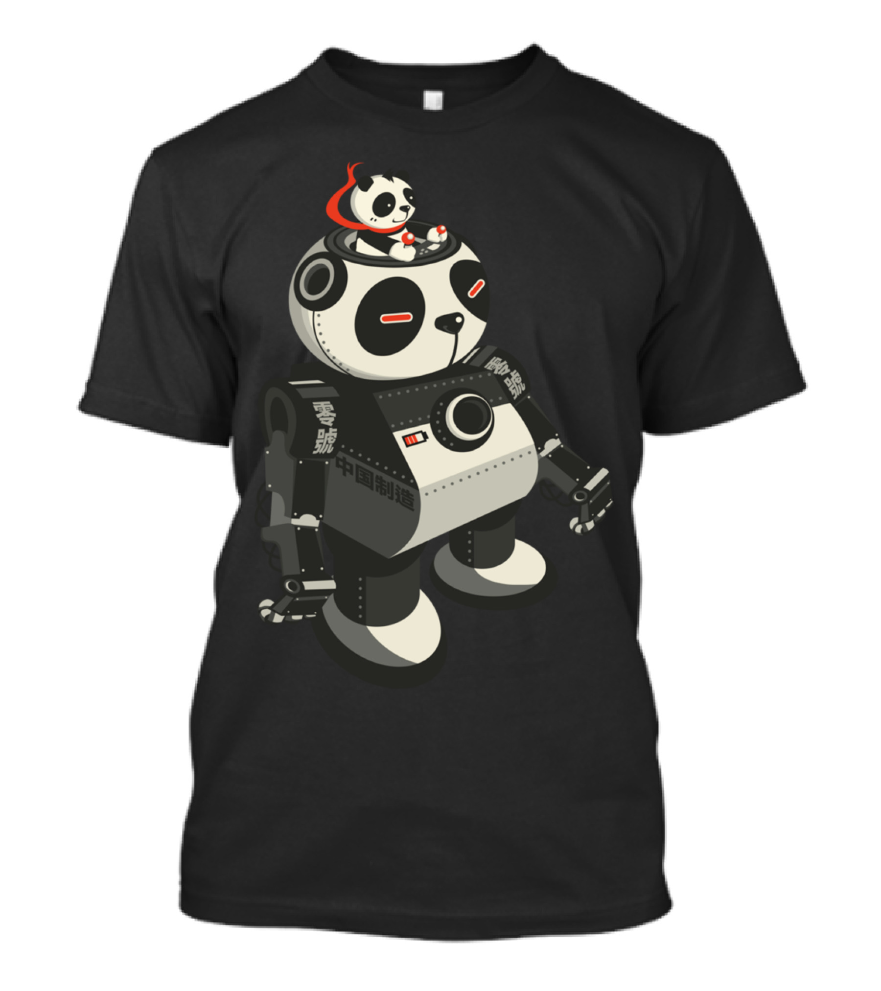 Mecha Panda Robot With Pilot Panda And Chinese Characters T-Shirt