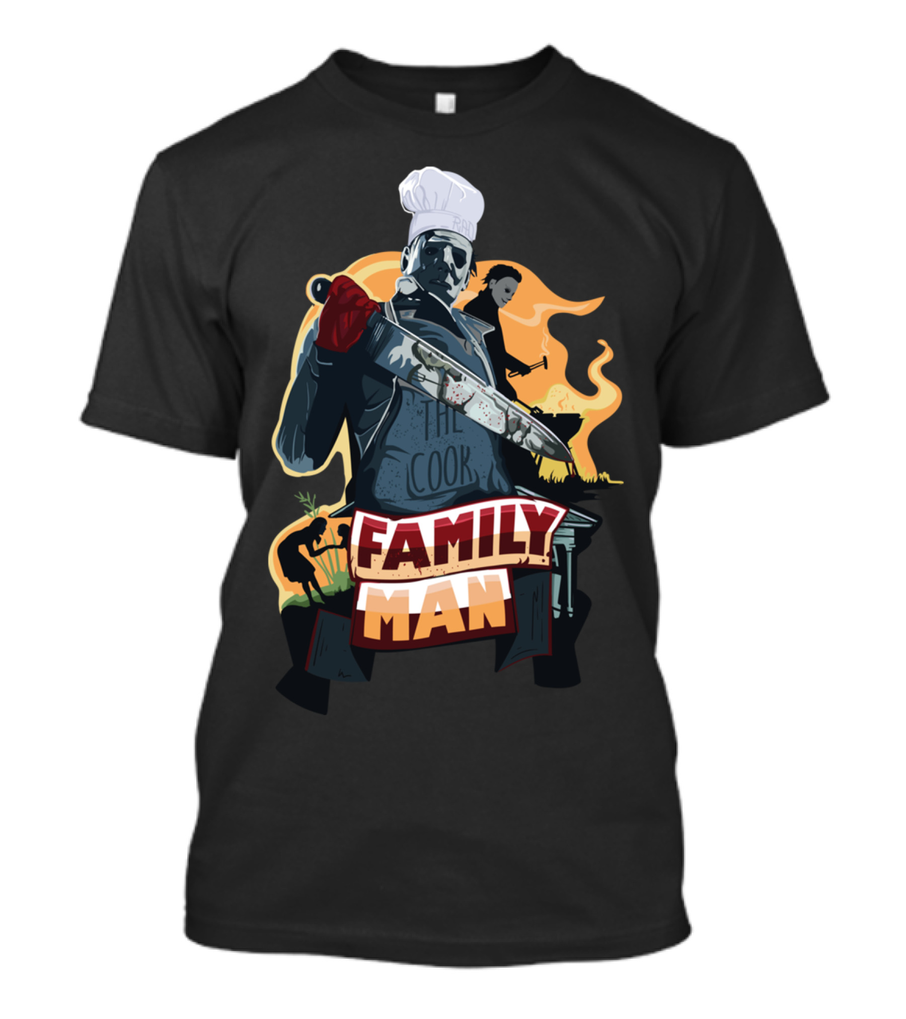 Family Man The Cook Barbecue Horror Mashup T-Shirt