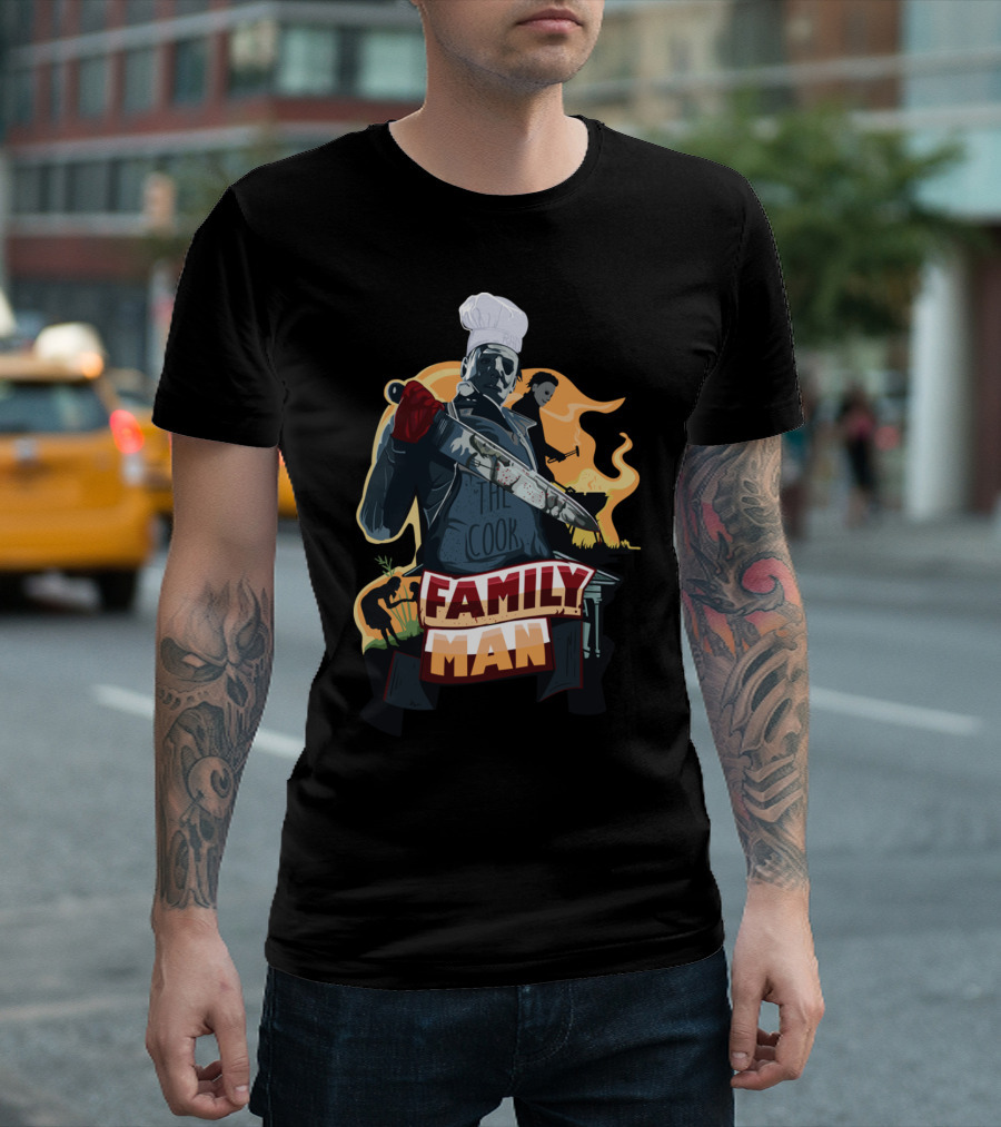 Family Man The Cook Barbecue Horror Mashup T-Shirt