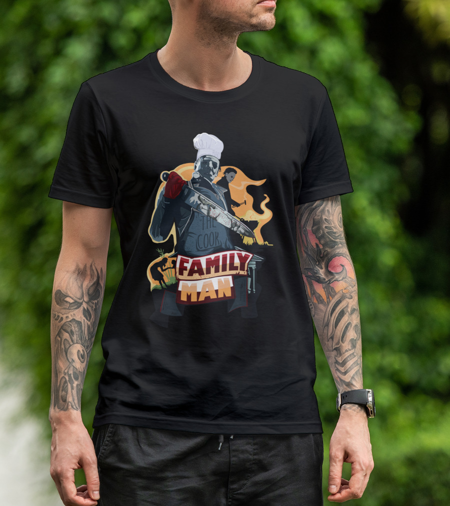 Family Man The Cook Barbecue Horror Mashup T-Shirt
