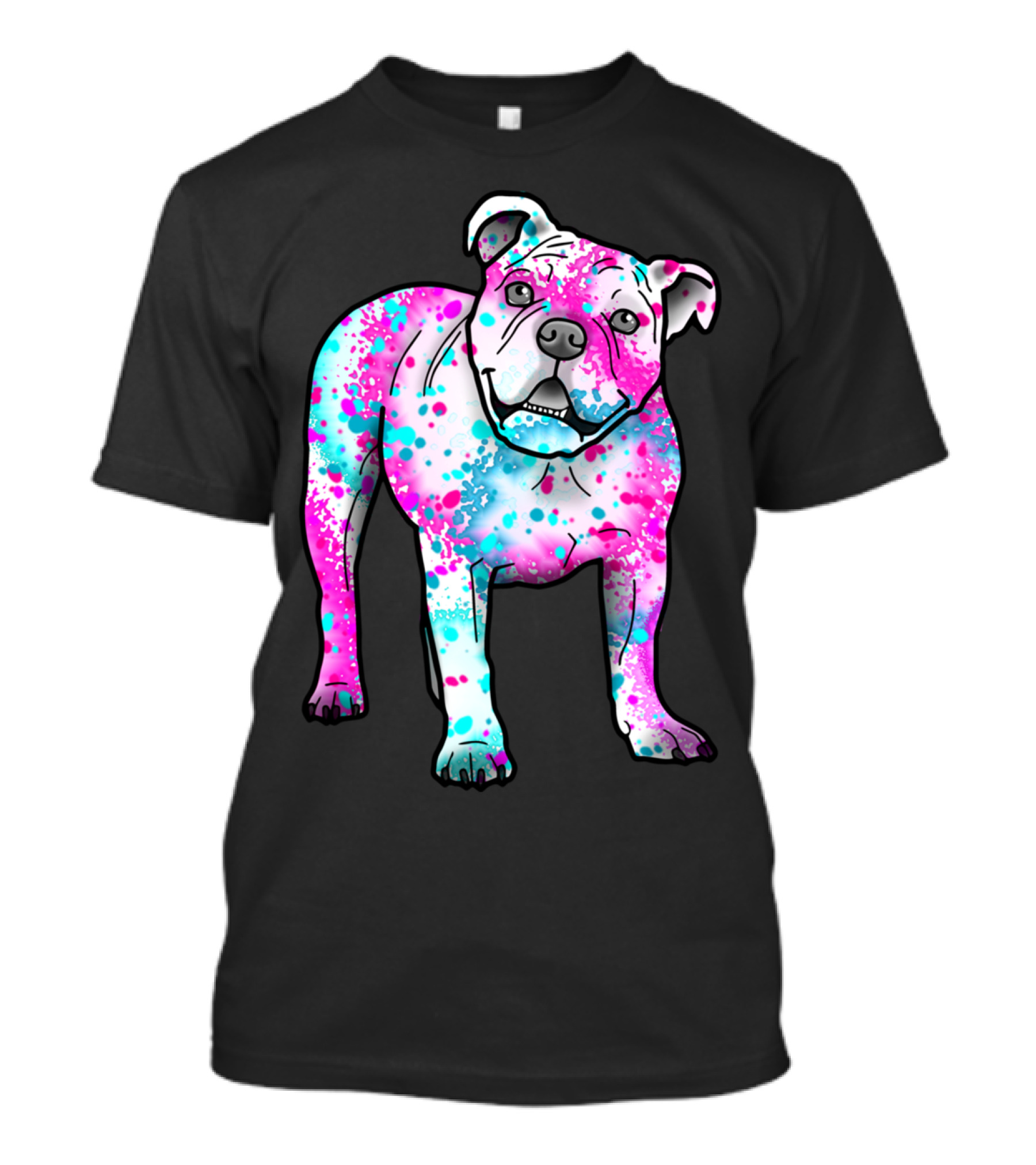 American Bulldog In Colorful Splatter T-Shirt
