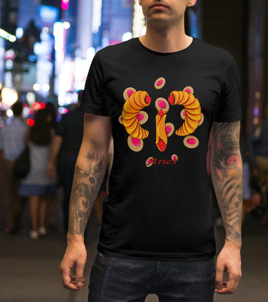 Pastry Aries Zodiac Symbol With Colorful Swirl And Pink Dot T-Shirt