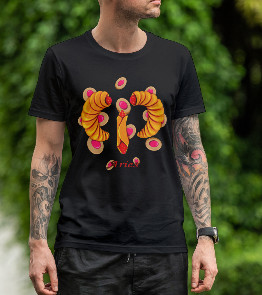Pastry Aries Zodiac Symbol With Colorful Swirl And Pink Dot T-Shirt
