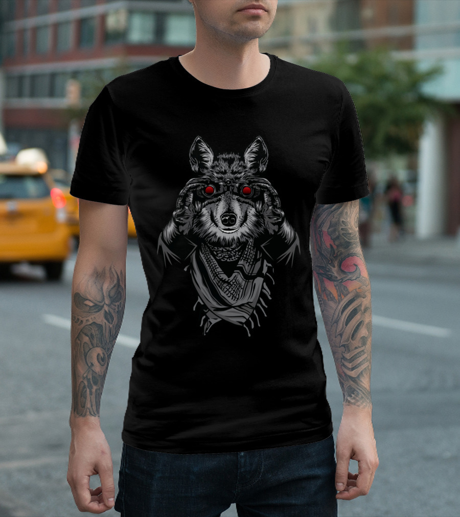 Winter Enemies Wolf With Red-Eyed Night Vision Gear T-Shirt