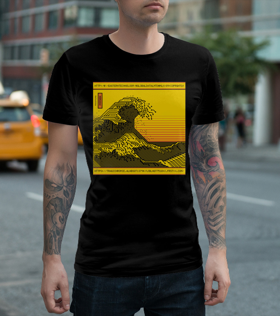 Hokusai Great Wave Cyber Technology Data Frstwx T-Shirt