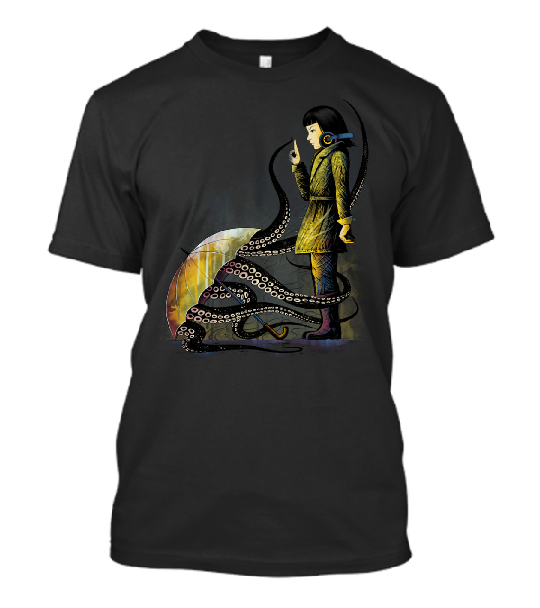 Bestfriends Mysterious Girl With Octopus Tentacles And Wandering Moon Background T-Shirt