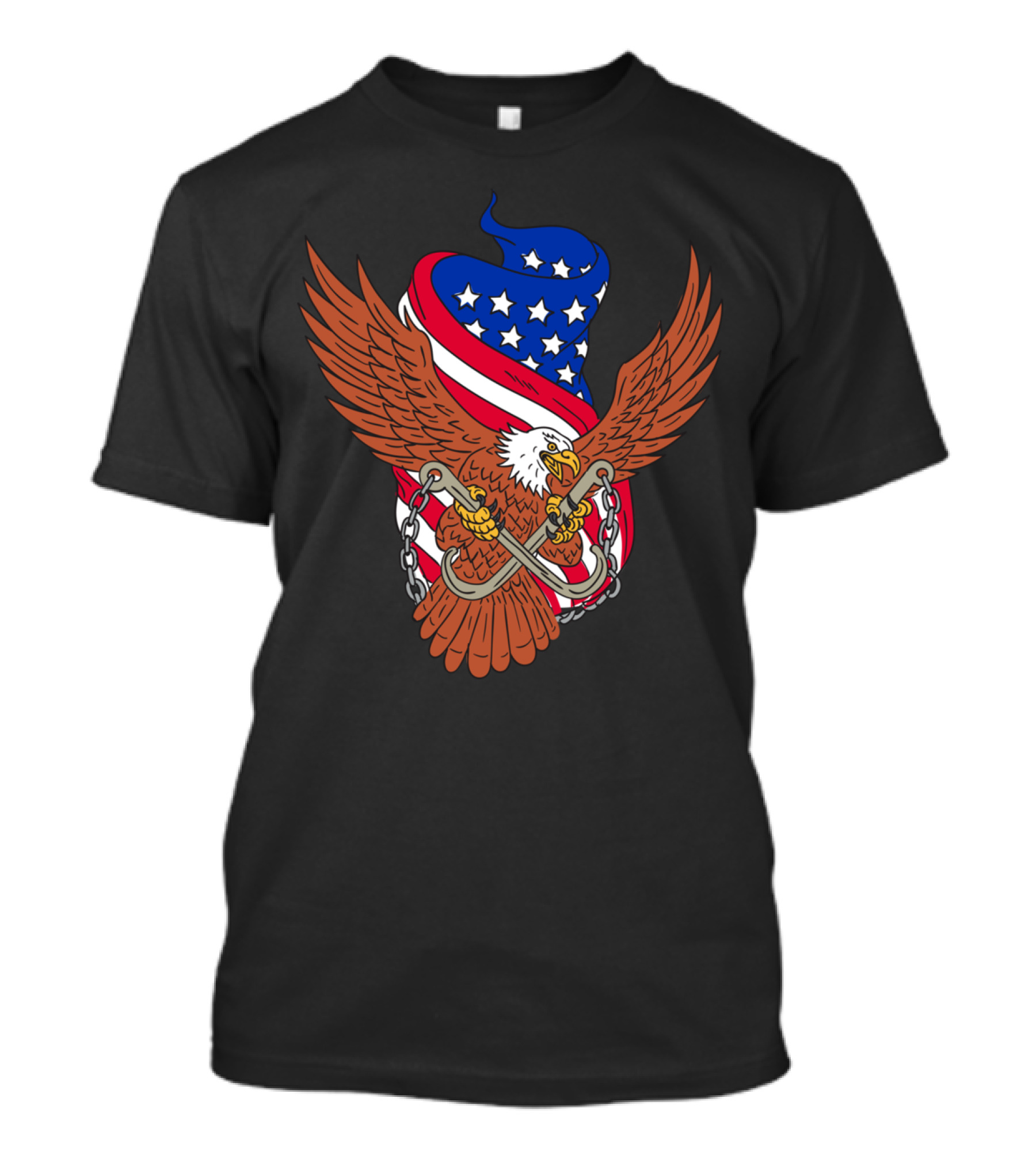 American Eagle With USA Flag And Motorcycle Chain T-Shirt