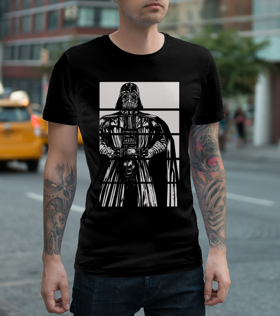 Darth Vader Fifths Black And White Grid T-Shirt