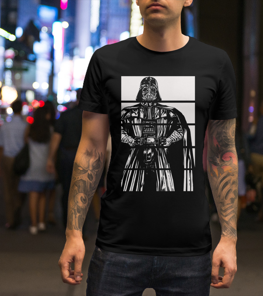 Darth Vader Fifths Black And White Grid T-Shirt