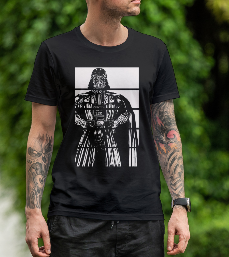 Darth Vader Fifths Black And White Grid T-Shirt