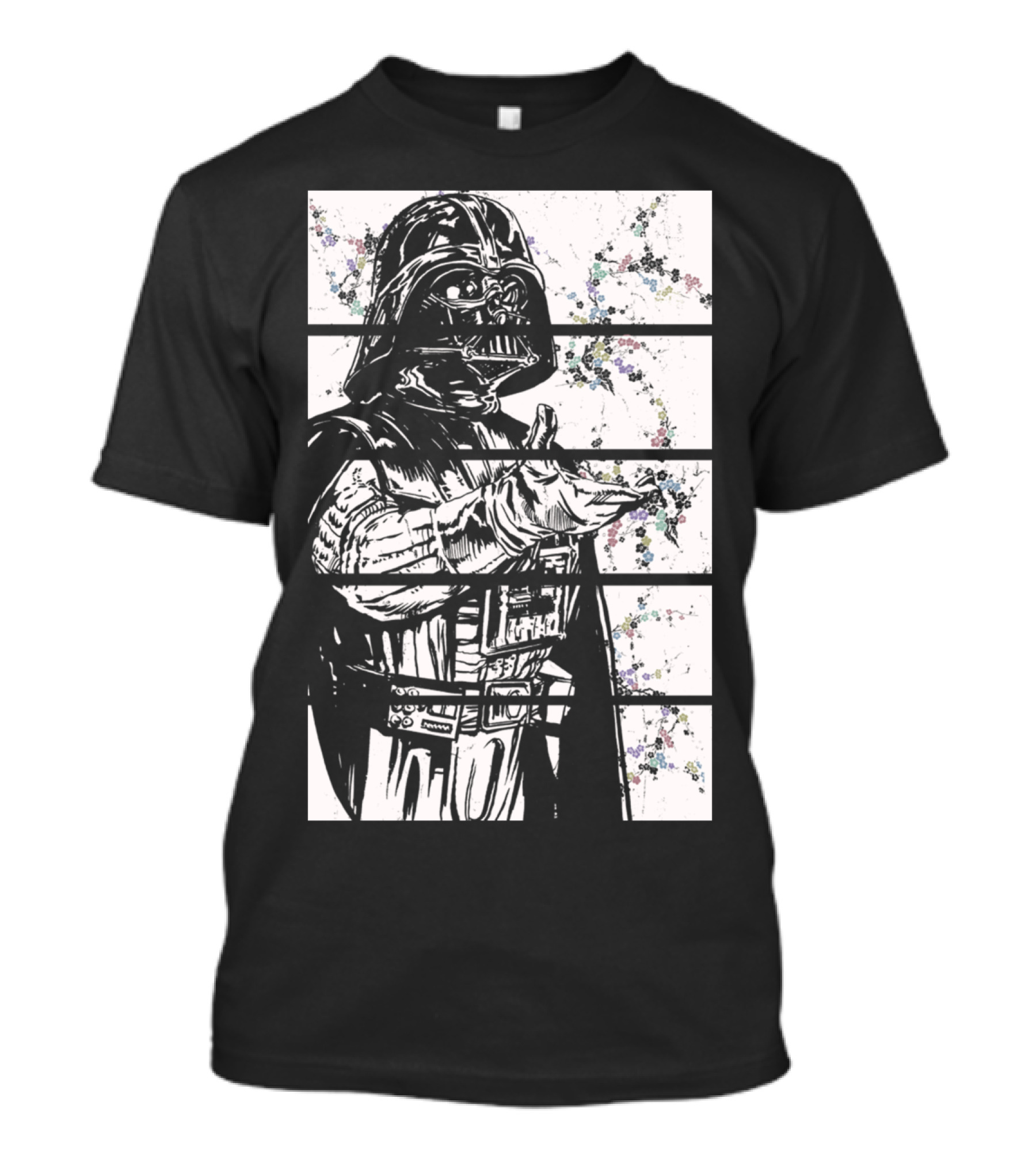 Darth Vader Floral Splatter Panels T-Shirt