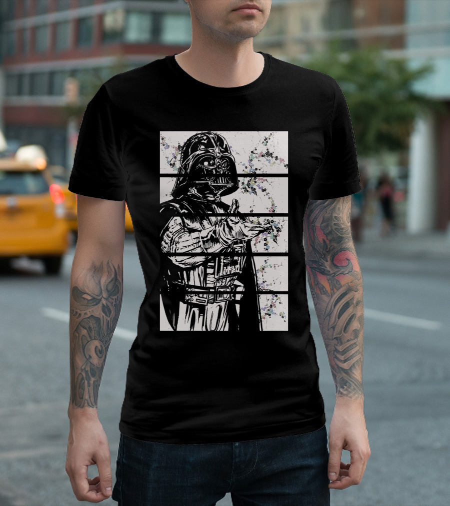 Darth Vader Floral Splatter Panels T-Shirt