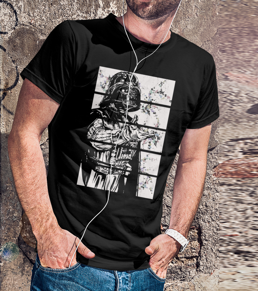 Darth Vader Floral Splatter Panels T-Shirt