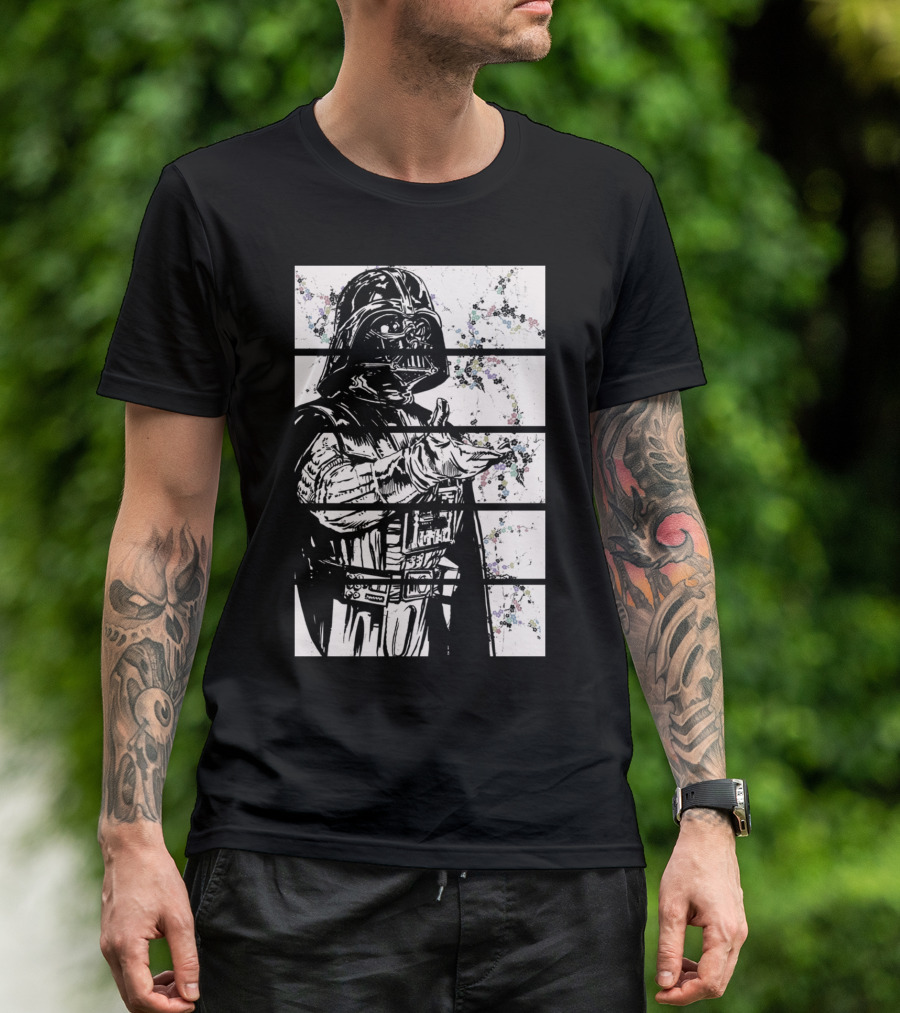 Darth Vader Floral Splatter Panels T-Shirt