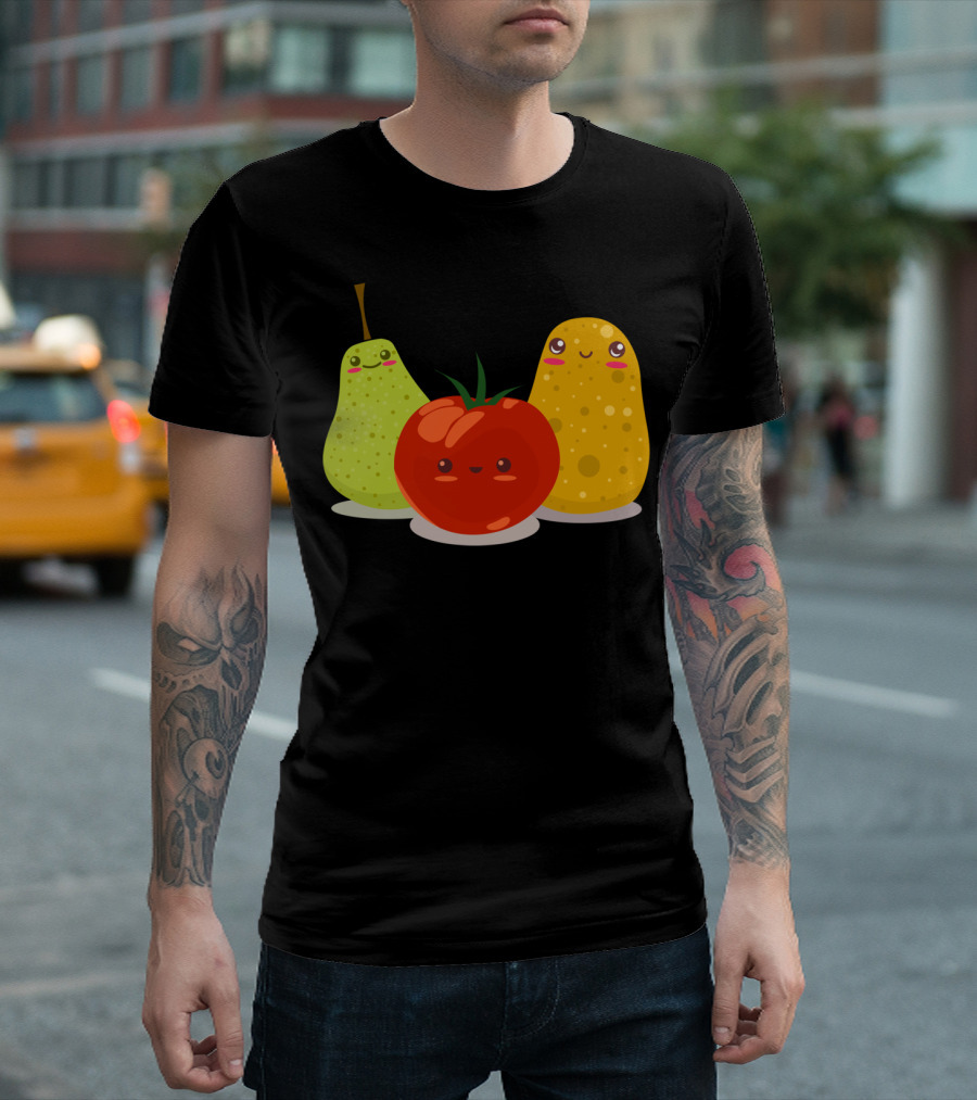 Funny Fruits Fun Pack Pear Tomato Potato Smiles T-Shirt