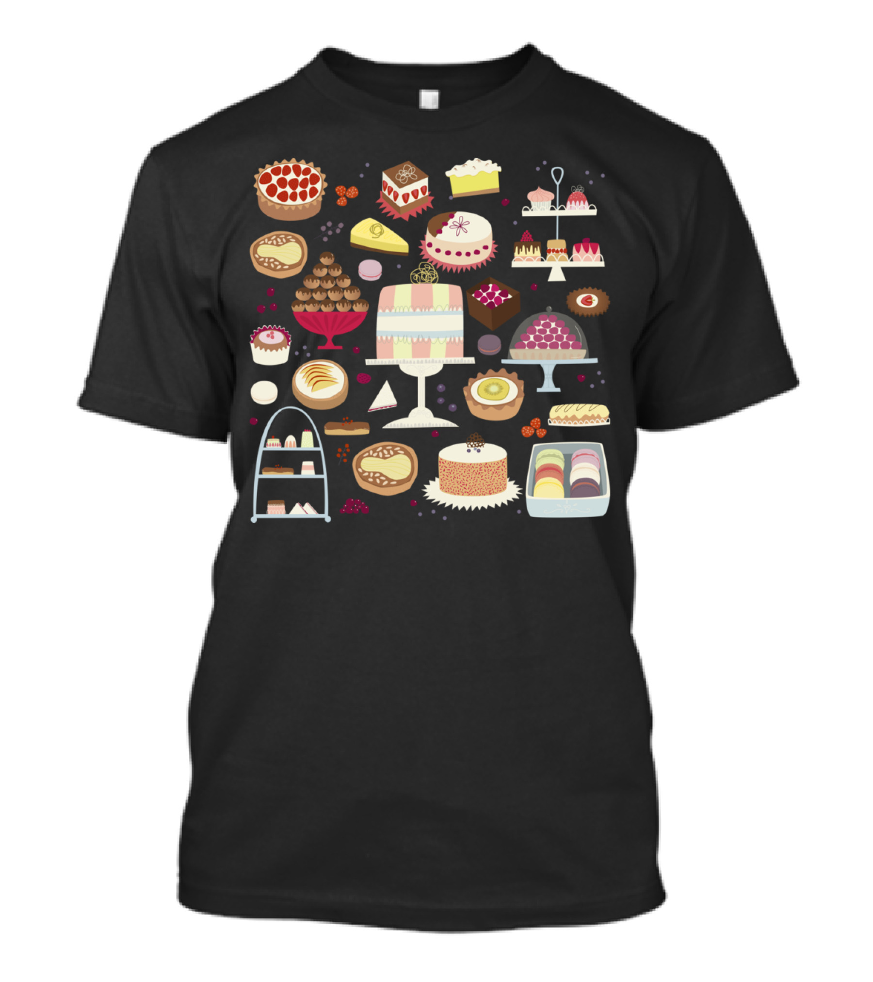 Patisserie Cakes And Pastries Selection With Sweets And Macarons T-Shirt