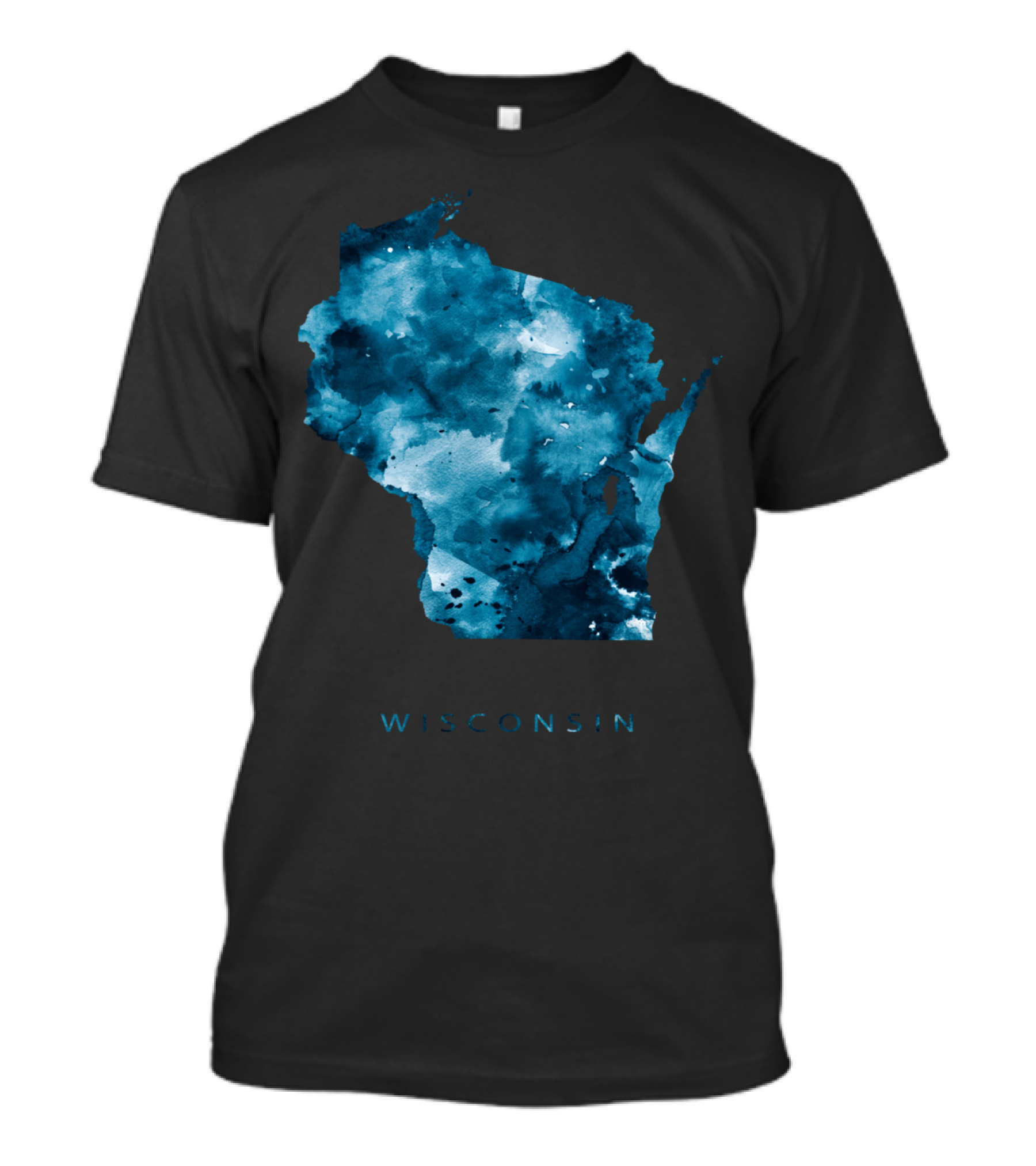 Wisconsin Blue Watercolor Map T-Shirt
