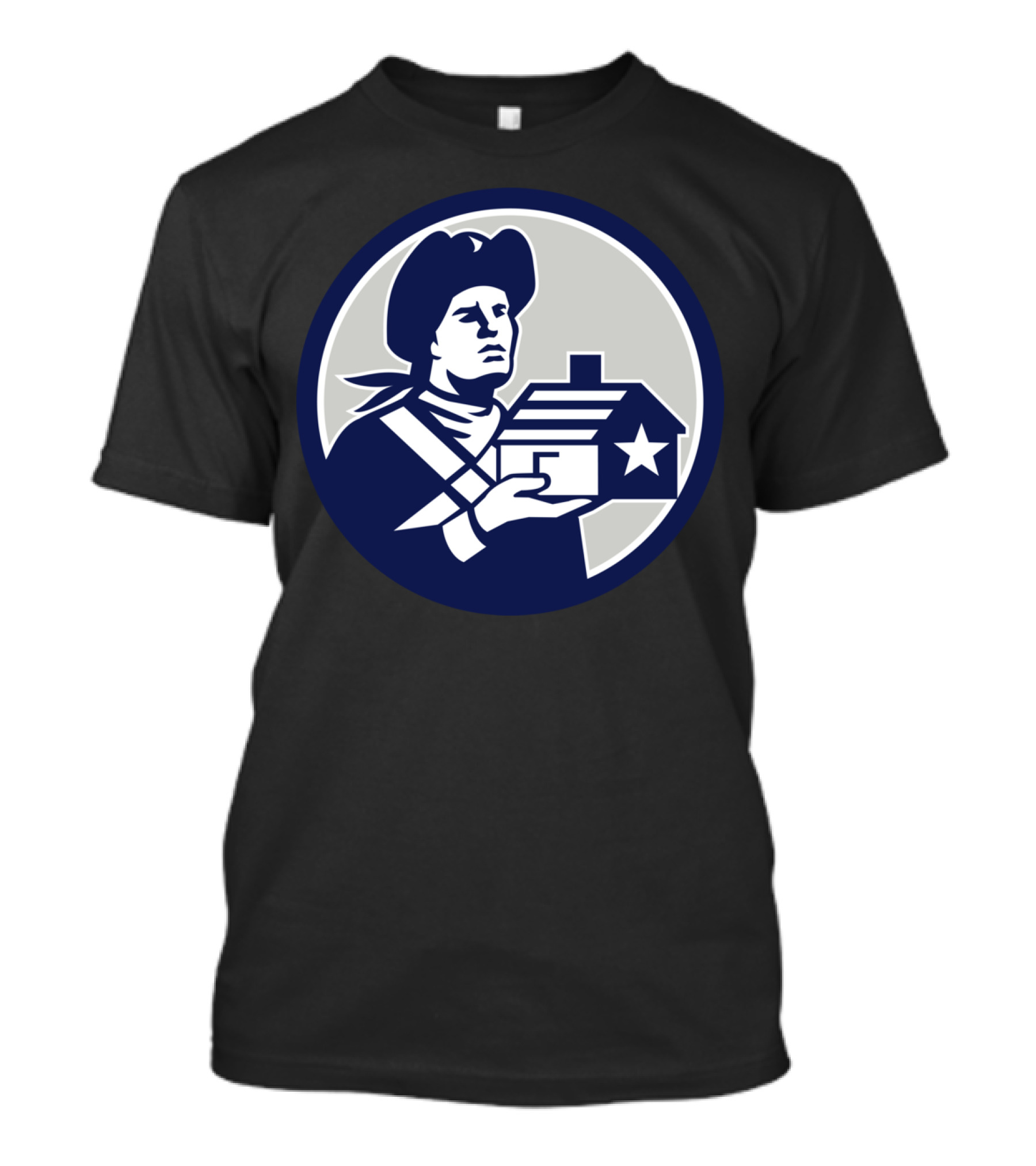 American Patriot With House And Star Emblem T-Shirt
