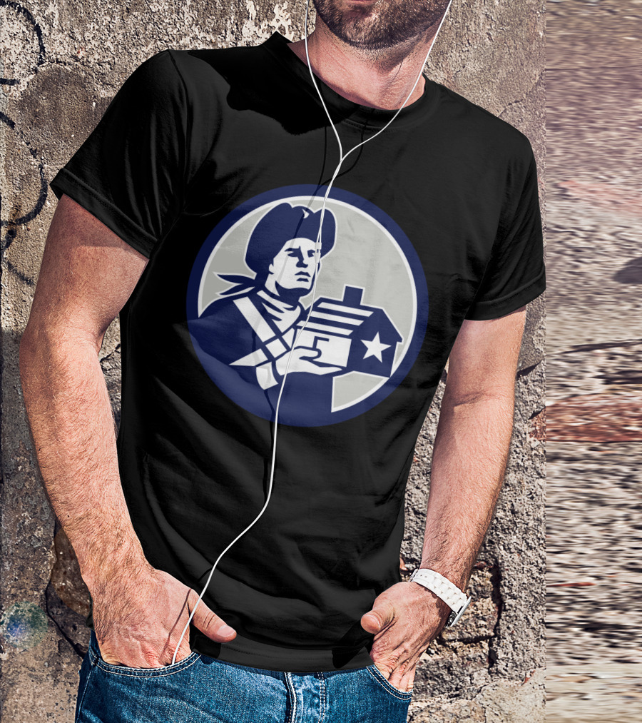American Patriot With House And Star Emblem T-Shirt