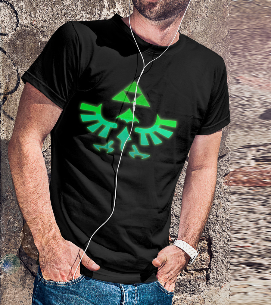 Green Glowing Hyrule Triforce Crest Legend T-Shirt